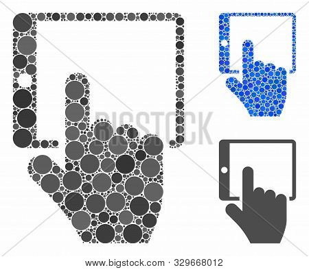 Tablet Point Mosaic Of Circle Elements In Various Sizes And Color Tinges, Based On Tablet Point Icon