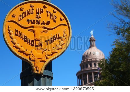 Going Up The Texas Chisholm Trail Sign