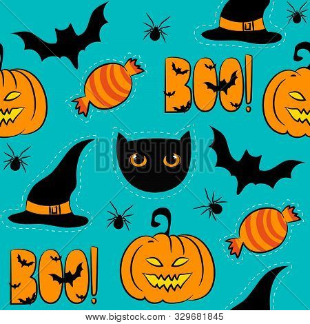 Halloween Seamless Pattern Baground. Vector Illustration Eps 8