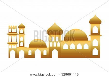 Golden Manger Houses Cityscape Buildings Landscape Vector Illustration Design