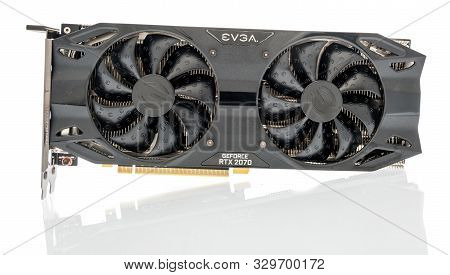 Winneconne, Wi - 10 October 2019: A Package Of Evga Geforce Rtx 2070 Nvidia Video Card On An Isolate