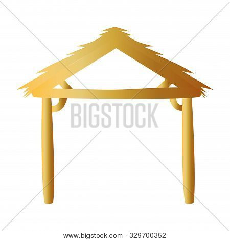 Golden Manger Wooden Stable Isolated Icon Vector Illustration Design