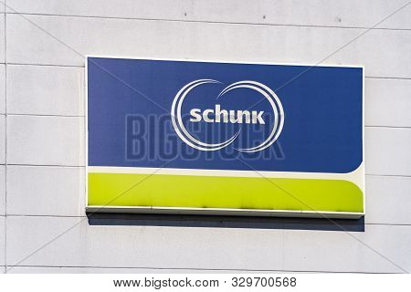 Giessen Heuchelheim, Germany - August, 2019: Schunk Logo Sign On The Wall