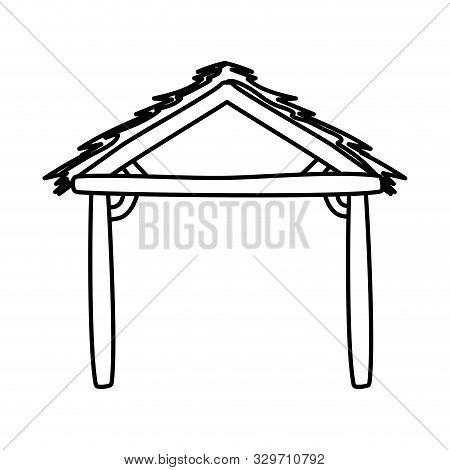 Manger Wooden Stable Isolated Icon Vector Illustration Design
