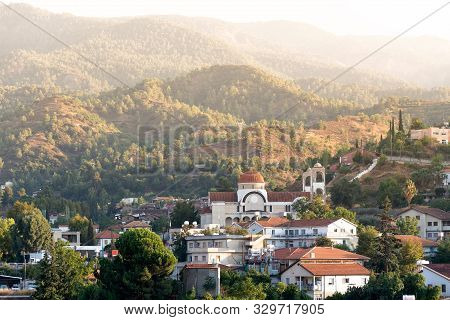 The Church And Village Of Kakopetria In The Solea Valley. Troodos, Nicosia District, Cyprus