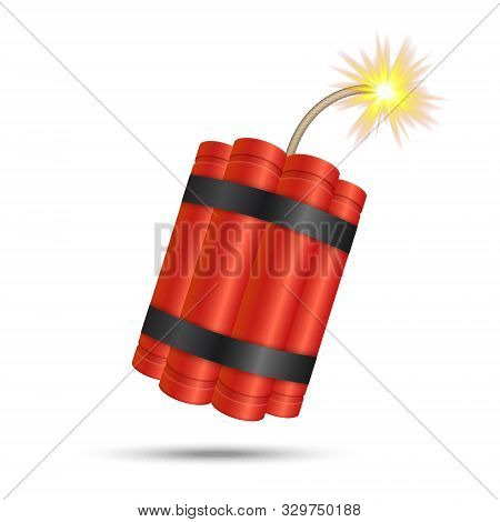 Dynamite Bomb Stick With Bickford Fuse. Vektor Illustration