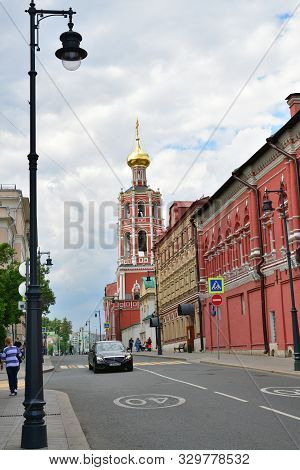 Moscow, Russia - Oct 25. 2019. Gate Church Of The Intercession Of The Holy Virgin On Petrovka Street