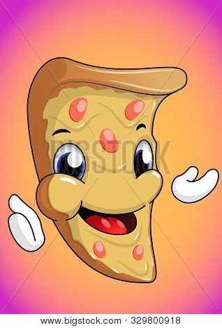 Mascot Illustration Cartoon Pizza. For Kids Restaurant