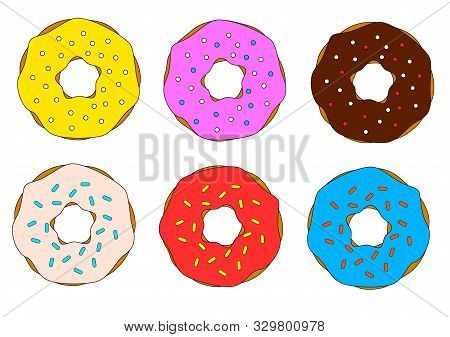 Isolated Doughnut Vector Set. Donuts Collection. Flat Design