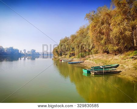 River Tisa and clear  sky ,Serbia,Vojvodina.