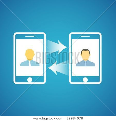 与移动电话的两个商人 communicatitng