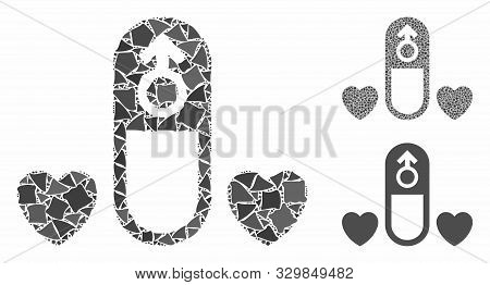 Love Medication Pill Composition Of Bumpy Parts In Variable Sizes And Color Tones, Based On Love Med