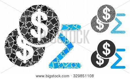 Money Summary Composition Of Uneven Pieces In Different Sizes And Color Tinges, Based On Money Summa