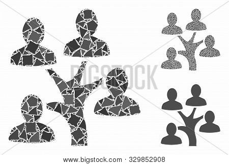 Genealogy Tree Mosaic Of Rough Pieces In Different Sizes And Shades, Based On Genealogy Tree Icon. V