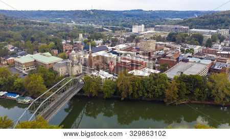 The Kentucky River Meanders Along Framing The Downtown Urban Core Of Frankfort Ky