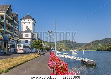 Boppard, Germany - August 04, 2019: White Tower Of The Mueum At The Rhine River In Boppard, Germany