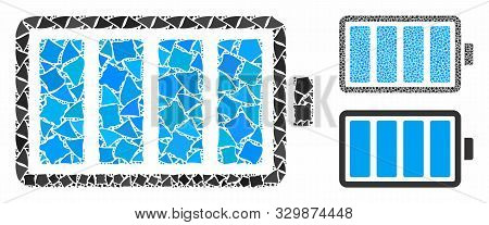 Battery Mosaic Of Bumpy Parts In Variable Sizes And Color Tones, Based On Battery Icon. Vector Abrup