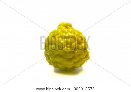 Ripe Bergamot Fruit Bergamia Isolated On White Background.