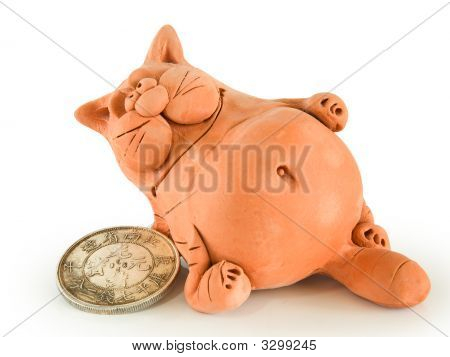 Argilla Fat Cat con moneta