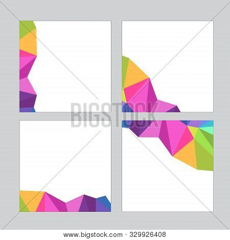 Set Of Social Media Banner Template For Sale And Advertising. Polygonal Abstract Rainbow Form. Vecto