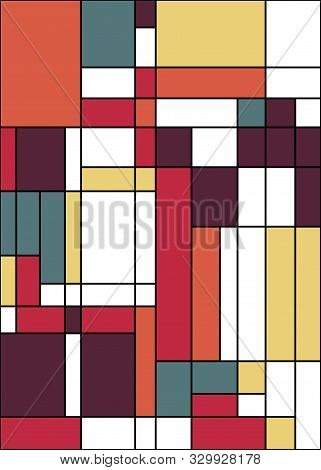Piet Mondrian Style Abstract Computational Generative Art Background Illustration