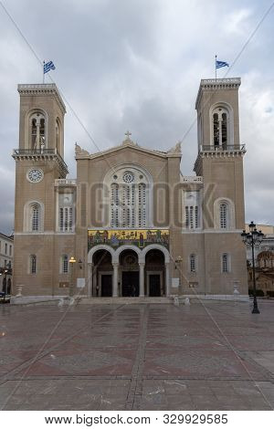 Athens, Greece - January 20, 2017: Amazing View Of Metropolitan Cathedral In Athens, Attica, Greece