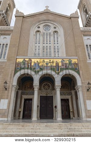 Athens, Greece - January 20, 2017: Amazing View Of Metropolitan Cathedral In Athens, Attica, Greece