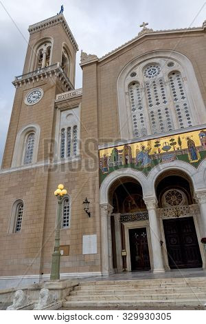Athens, Greece - January 20, 2017: Amazing View Of Metropolitan Cathedral In Athens, Attica, Greece