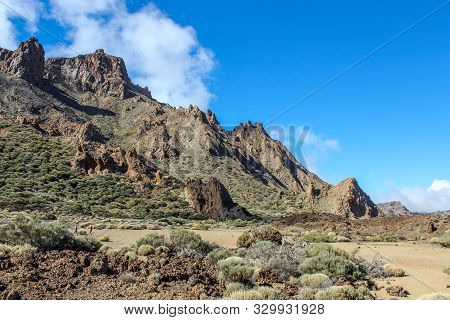 View On The Steep Coast Of Los Gigantes On Canary Island Tenerife With Rocks In Different Colors