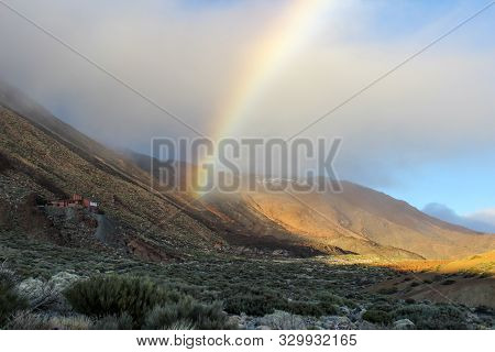 View On The Steep Coast Of Los Gigantes On Canary Island Tenerife With Rocks In Different Colors