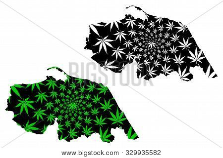 Pattani Province (kingdom Of Thailand, Siam, Provinces Of Thailand) Map Is Designed Cannabis Leaf Gr