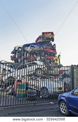Car Scrap With Old And Damaged Cars