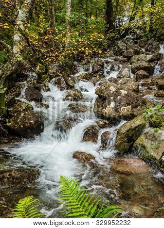 Waterfall In The Valley Of Glen Nevis, Scotland