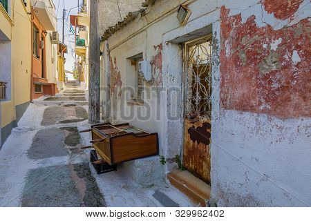 In The Streets Of Pelekas Village On Corfu Island