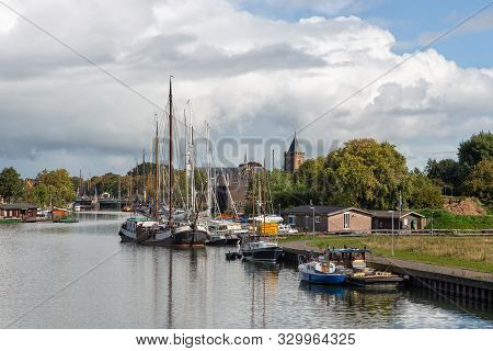 Harbor Dutch Medieval City Muiden Located At River Vecht