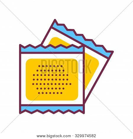 Contraceptive Patch Color Line Icon. Women Hormonal Contraceptive, Birth Control. Safety Sex Sign.