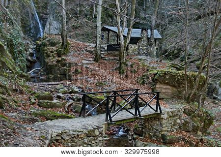 Autumn Walk Through The Labyrinth Of The Teteven Balkan With High Peaks, River, Bridge And Waterfall