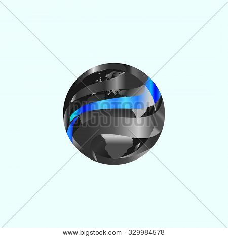 Abstract Digital World 3d Technology Logo. Internet Uses Logotype.