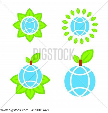 World Vegeratian Day Illustration. Globe With Green Leaf Illustration Represent Healthy Global Food 