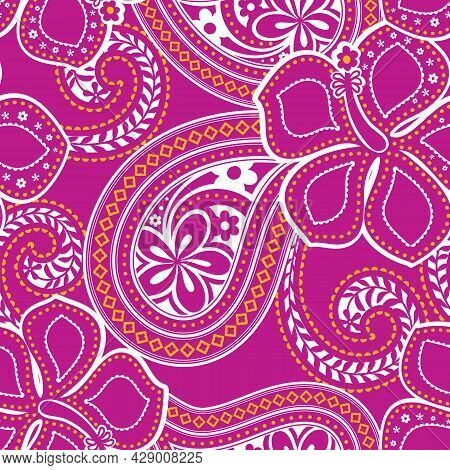 Tropical Hawaiian Pattern With Repeat In Quilt Vintage Style
