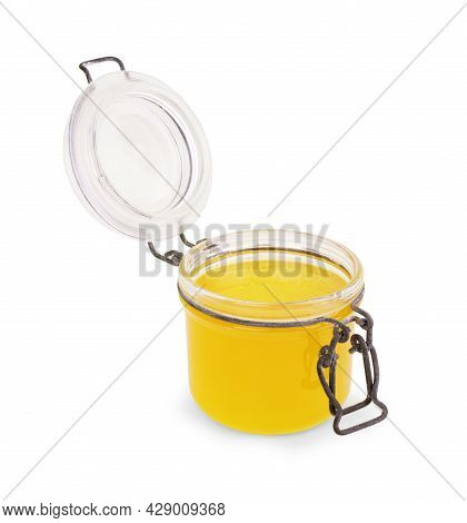Glass Can With Honey. Clipping Paths. Health, Sugar, Tasty, Remedy, None, Sweetener, Container,