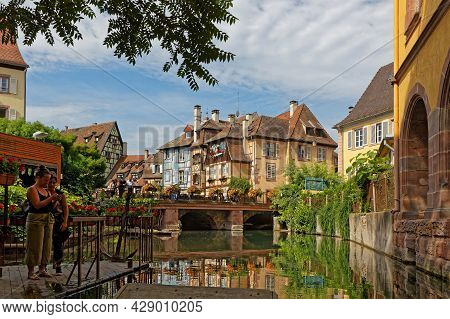 Colmar, France, June 27, 2021 : Cruise On The Lauch River. Petite Venise Is A Picturesque Tourist Ar