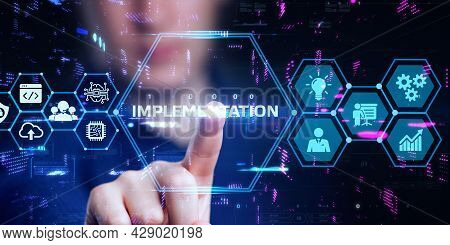 Implementation, Web Technology Concept.  Business, Technology, Internet And Network Concept.