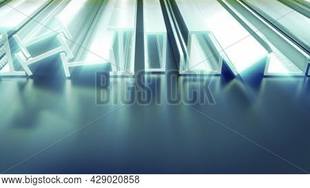 Lighting Metal Profile And Reinforcing Steel . Cgi Industrial 3d Rendering