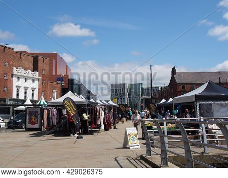 Rochdale, Greater Manchester, United Kingdom - 14 July 2021: Women Shopping For Clothes At The Weekl
