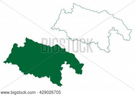 Ambedkar Nagar District (uttar Pradesh State, Republic Of India) Map Vector Illustration, Scribble S