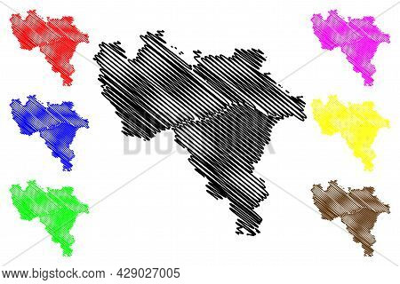 Pavia Province (italy, Italian Republic, Lombardy Region) Map Vector Illustration, Scribble Sketch P