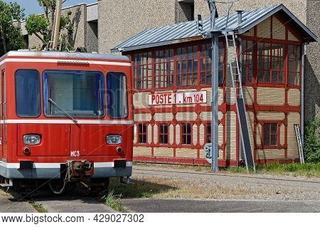 Mulhouse, France, June 26, 2021 : Old Underground Cabin An Old Station. La Cité Du Train (train City