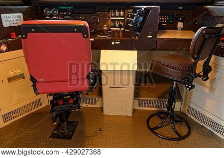 Mulhouse, France, June 26, 2021 : Tgv Command Desk In Cité Du Train (train City), Formerly Named Fre