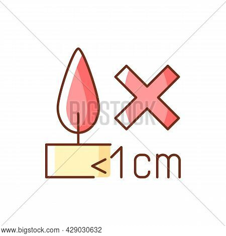 Burning Candles Correctly Rgb Color Manual Label Icon. Dont Burn Candle All Way Down. Fire Hazard La